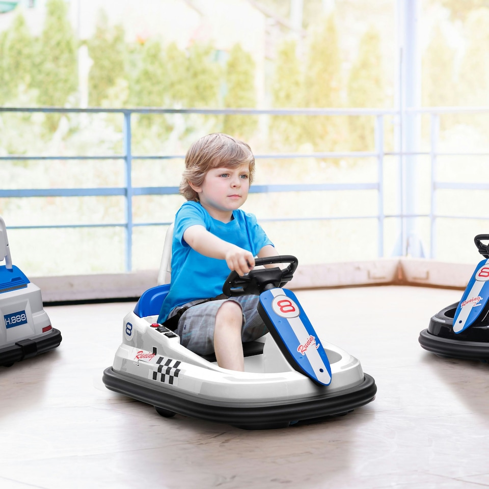 image 1 of HOMCOM 6V Kids Bumper Car, 360° Rotation Waltz Car w/ 2 Speeds - White