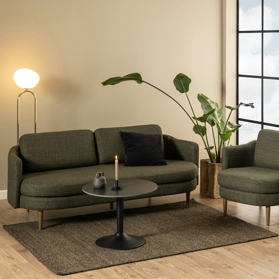 image 1 of Malta Ceramic Round Coffee Table in Matt black 60x45cm