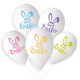 image 1 of Happy Easter Bunny White Latex Balloons 33cm / 13 in - Pack of 6