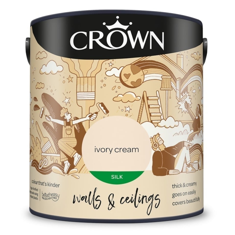image 1 of Crown Walls & Ceilings Silk 2.5L Ivory Cream