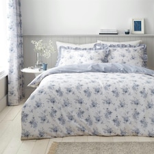 Catherine Lansfield Lucie Floral Frill Blue Duvet Cover Set Blue | Double