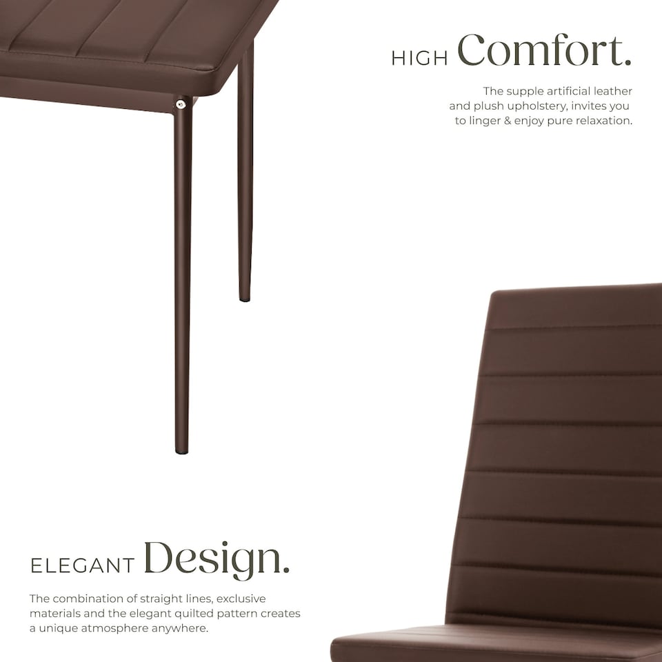 image 1 of Dining Chairs - high backrest, padded, synthetic leather  - Set of 6 Brown | Cappuccino