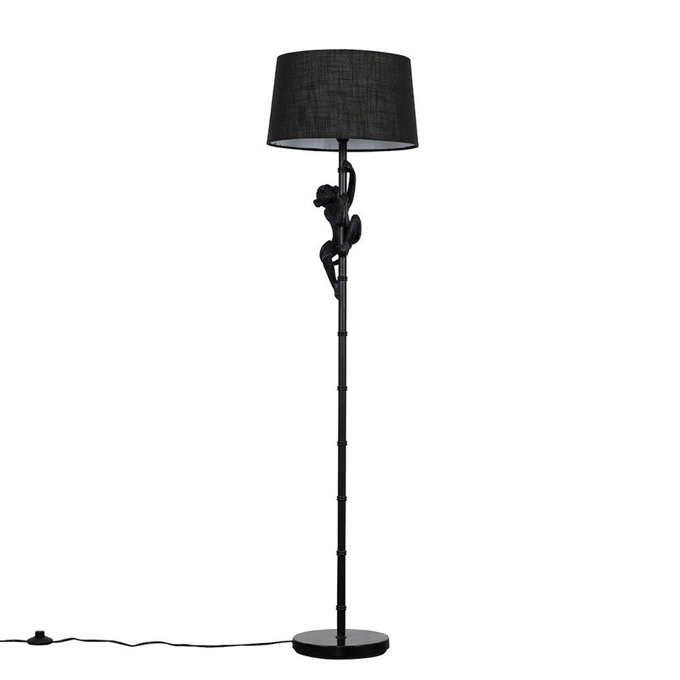 image 1 of ValueLights George Monkey Black Floor Lamp Black Shade Black