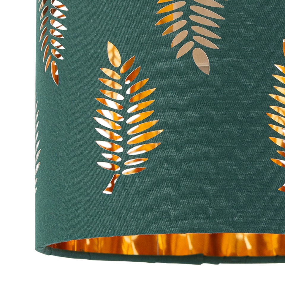 image 1 of Set of 2 Romana - Brushed Chrome Touch Operated Table Lamps Bedside Lights Dark Green Fern Shade Silver | Green