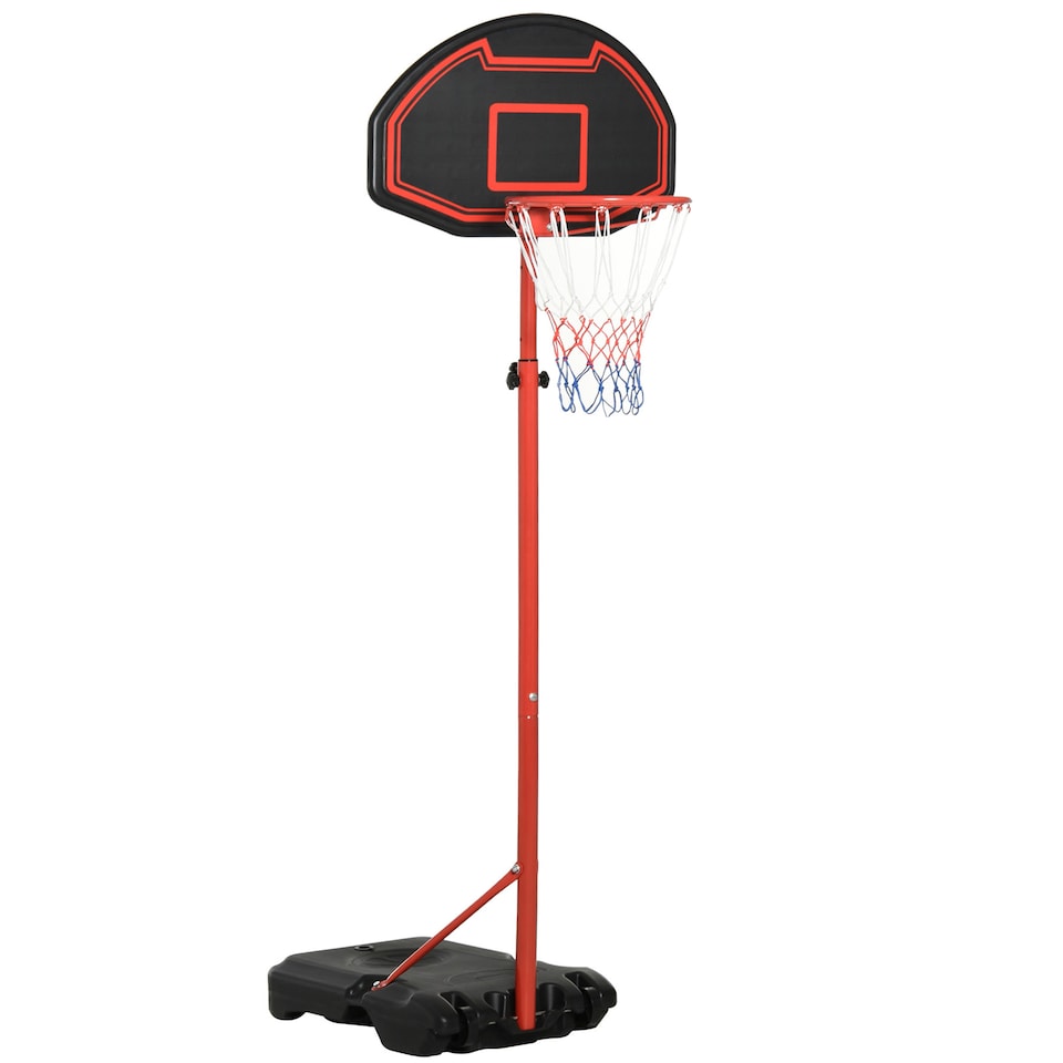 image 1 of HOMCOM 200-250cm Adjustable Basketball Hoop Backboard with Wheels For Kids