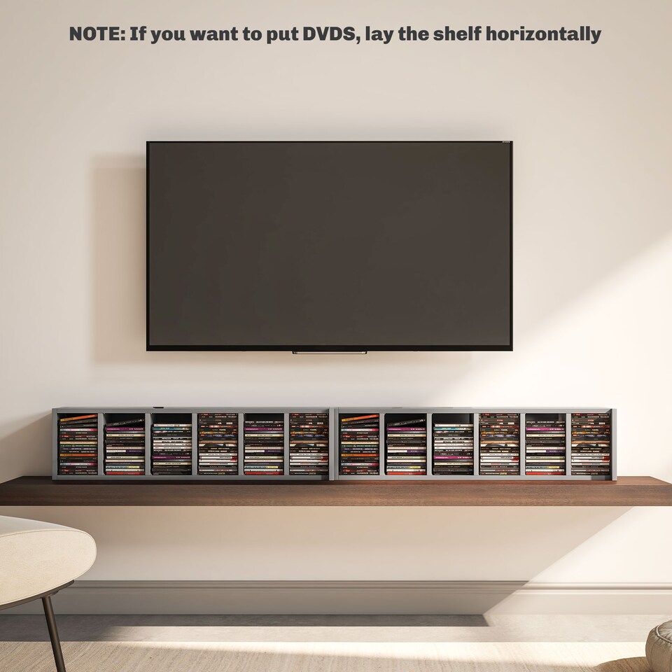 image 1 of HOMCOM Set of 2 CD Storage Units DVD Shelf with Adjustable Shelves | Grey | High Gloss Grey | 21W x 22.5D x 88.5H cm