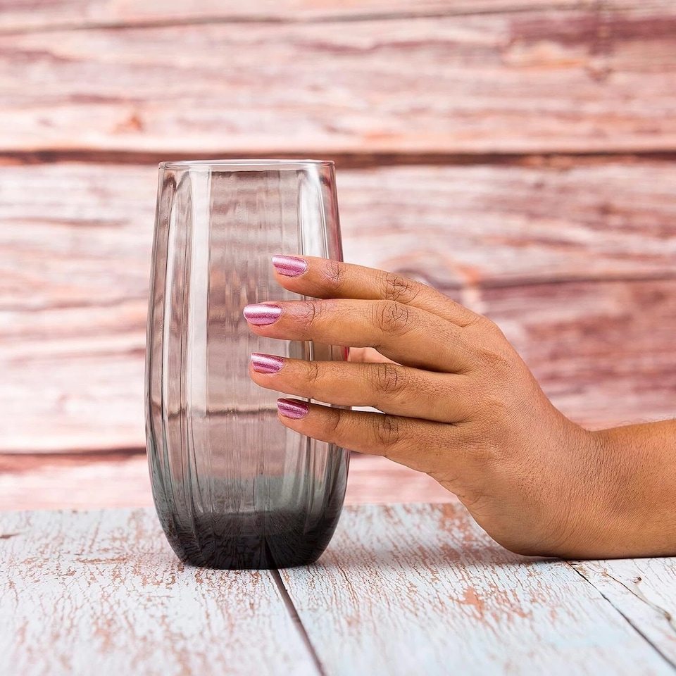 image 1 of Linka Coloured Glasses Sets Glassware Cup Tall Short Cocktail Tumblers | Multi | Dark Grey 500ml