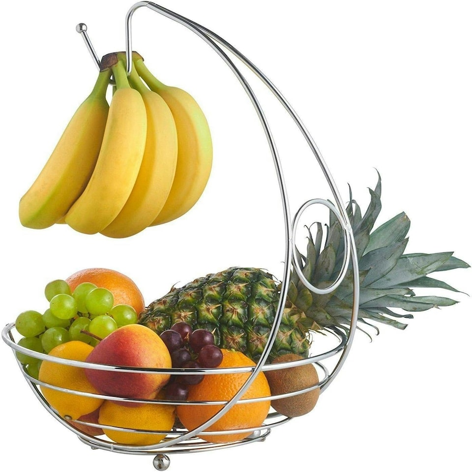 image 1 of Marco Paul Metal Fruit Bowl with Banana Hanger 38cm
