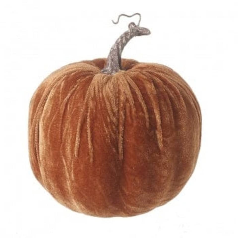 Heaven Sends Halloween Brown Velvet Pumpkin Decoration
