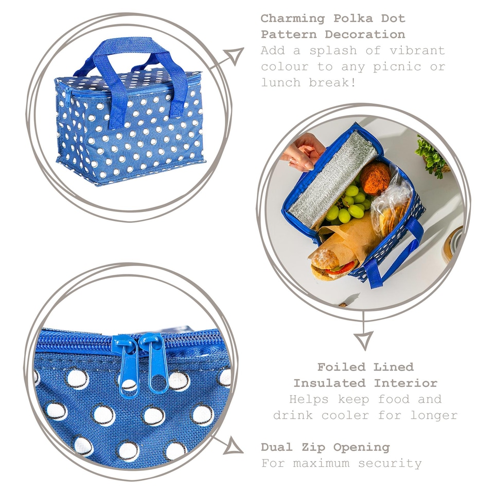 image 1 of Nicholas Winter Insulated Lunch Bag - Blue Polka