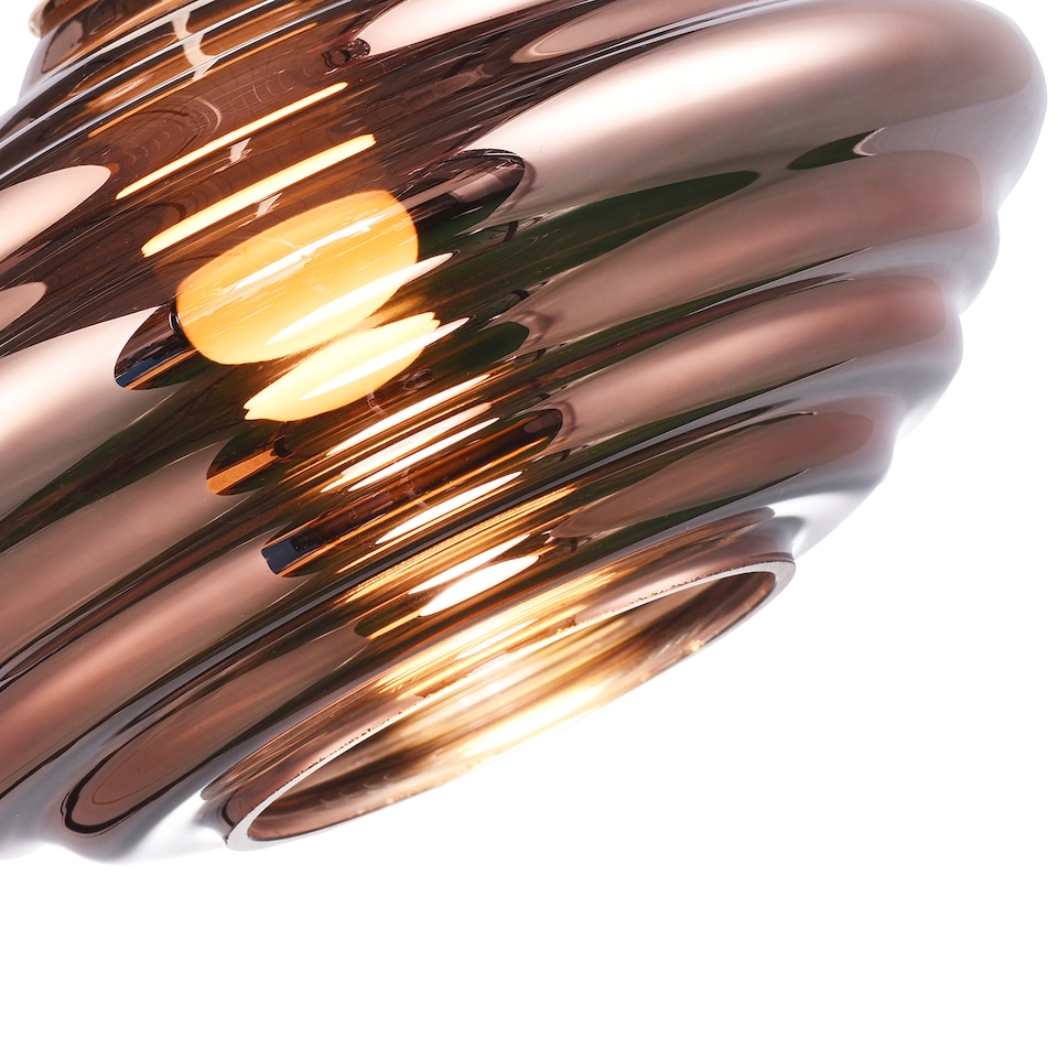 image 1 of Modern Ribbed Honeycomb Glass Pendant Light Shade in Copper Plated 26cm Diameter | Copper