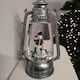 image 3 of 24cm Christmas  Water Spinner Antique Silver Effect Hurricane Lantern Style with Snowman & Penguin Scene