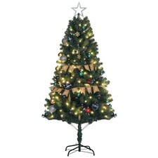HOMCOM 6ft Artificial Christmas Tree with LED Lights and Blue Decorations