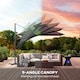 image 7 of Outsunny 3.5x3 m Garden Cantilever Parasol with Solar LED Lights and Centre Light, UPF50 Aluminium Patio Umbrella, Hanging Sun Shade with Cross Base, Crank Handle | Black | Black