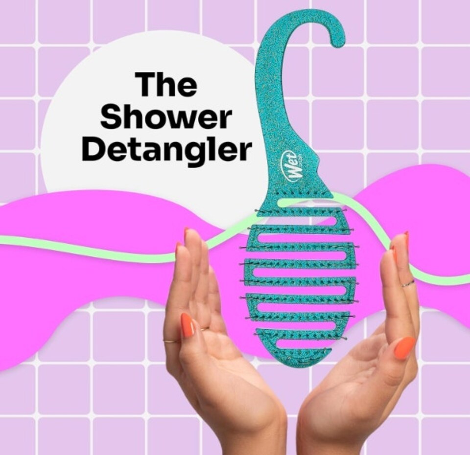 image 1 of WetBrush Shower Detangler, Intelliflex Bristles, Teal Glitter