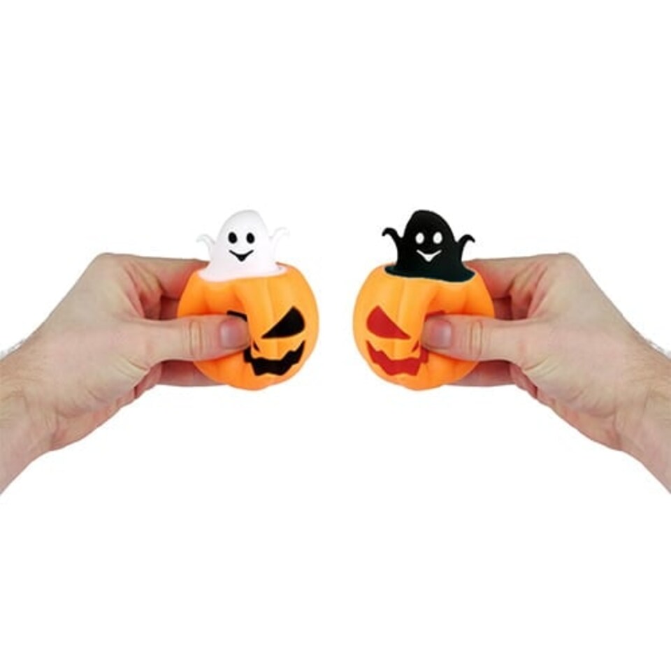 image 1 of Assorted Pumpkin Stress Relief Squeeze Toy with Surprise Halloween Ghost