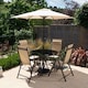 image 1 of 4 Seater Dining Set Garden Furniture With Parasol Reclining Chairs Glass Table In Mocha