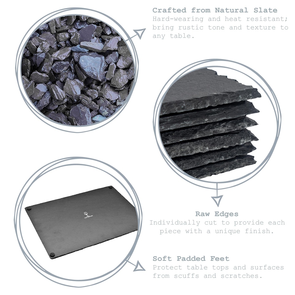 image 1 of Argon Tableware Heart Slate Placemats - 25cm - Pack of 2 | Grey | Grey
