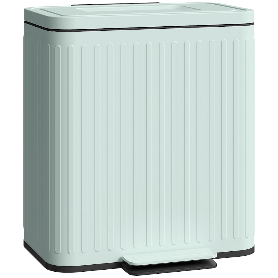 image 1 of HOMCOM 2 x 20L Double Rubbish Bin, Pedal Bin with Soft-Close Lid Green | 40L