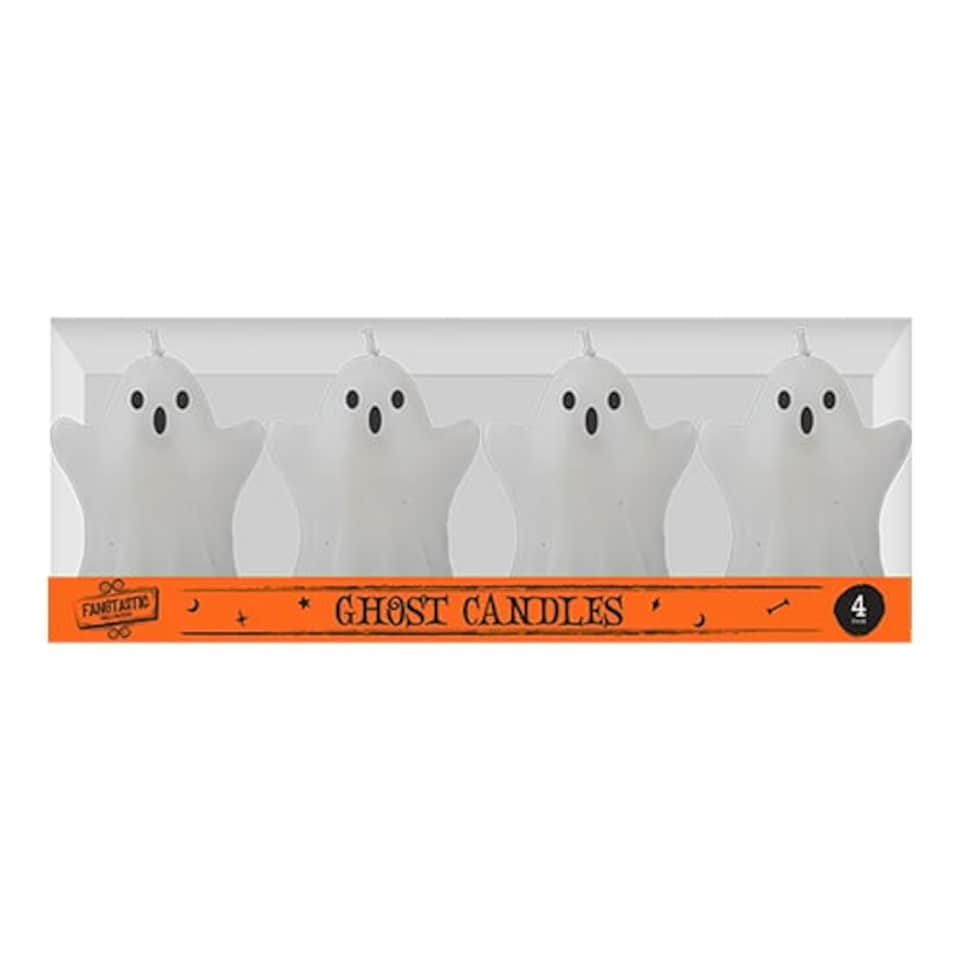 White Ghost Spooky Halloween Wax Candles - Pack of 4