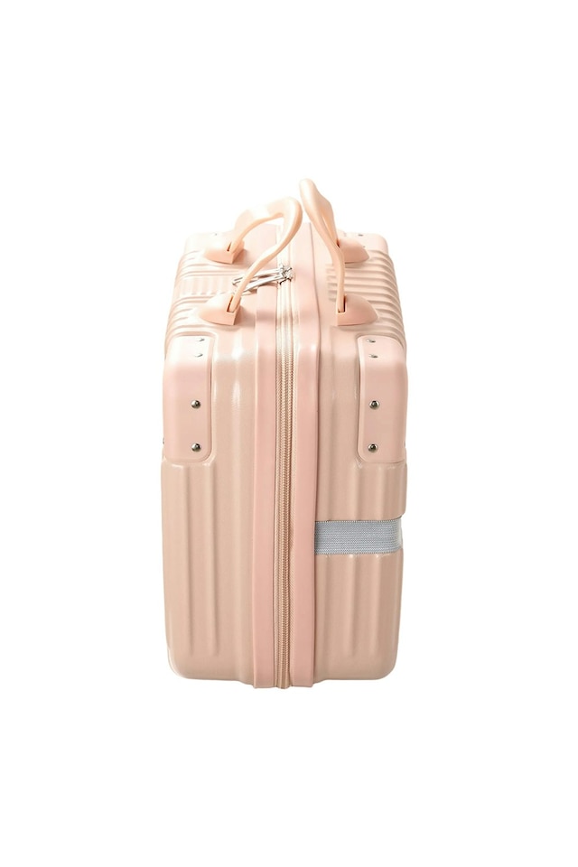 image 1 of Living and Home Portable 12 inch Hard Shell Carry on Makeup Travel Case | Pink | Personal Item