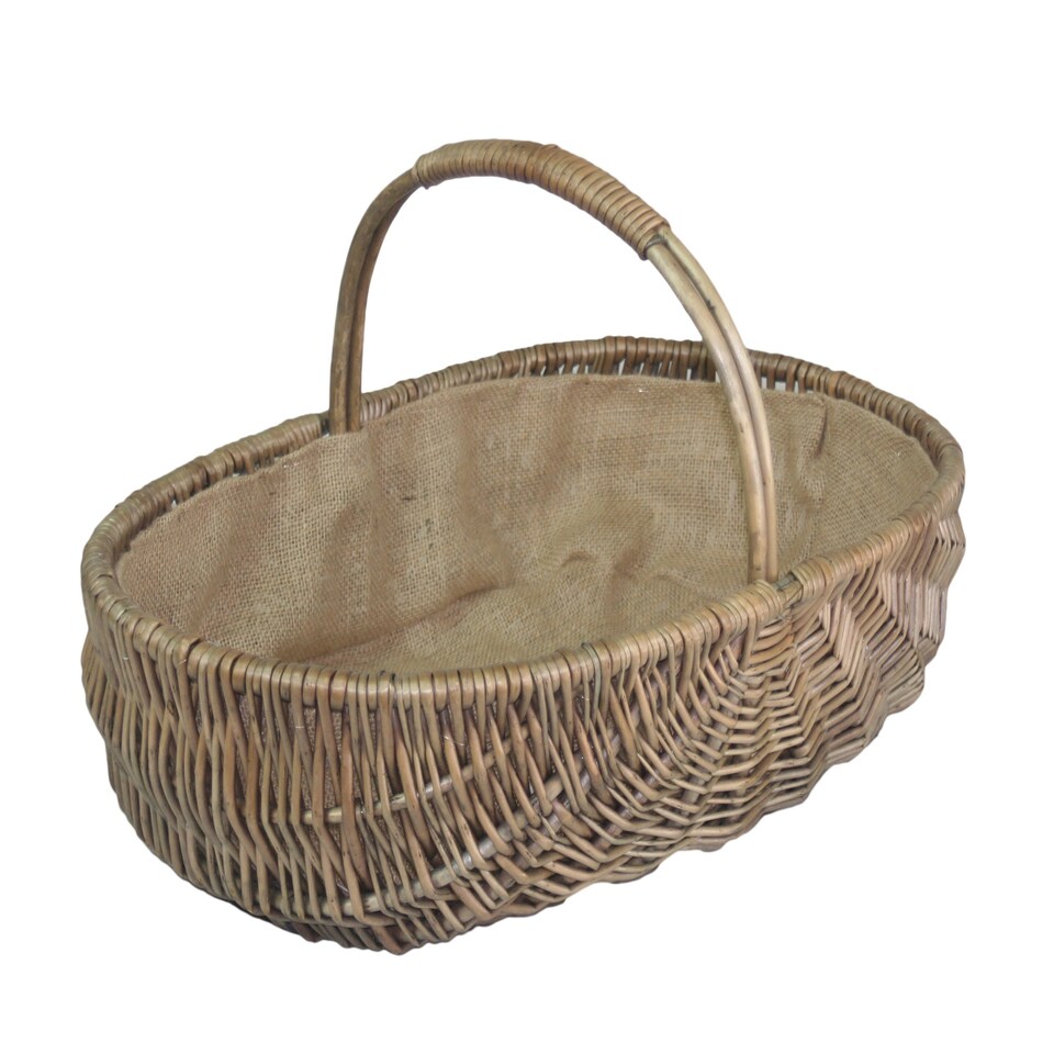 image 1 of Large Shallow Antique Wash Lined Garden Trugs | Brown | Brown | Large
