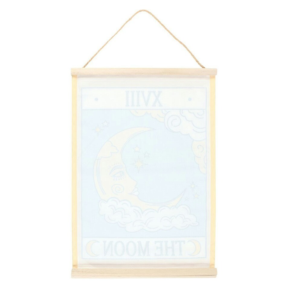 image 1 of Something Different The Moon Vintage Tarot Wall Hanger - White/Blue/Yellow - One Size