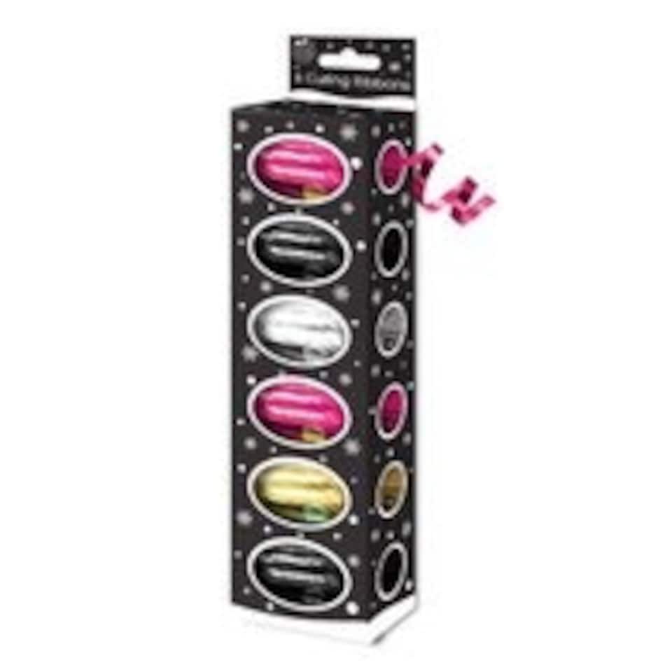 image 1 of 6 x Rolls Traditional Curling Ribbon Pink Red Gold Silver Black Wrapping Christmas Presents