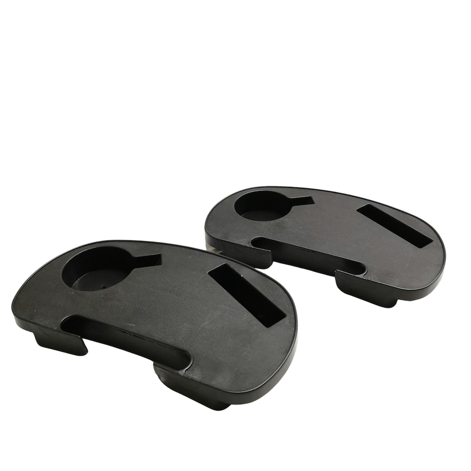 image 1 of Set of 2 Black Plastic Cupholder Side Tray for Garden Gravity Chairs