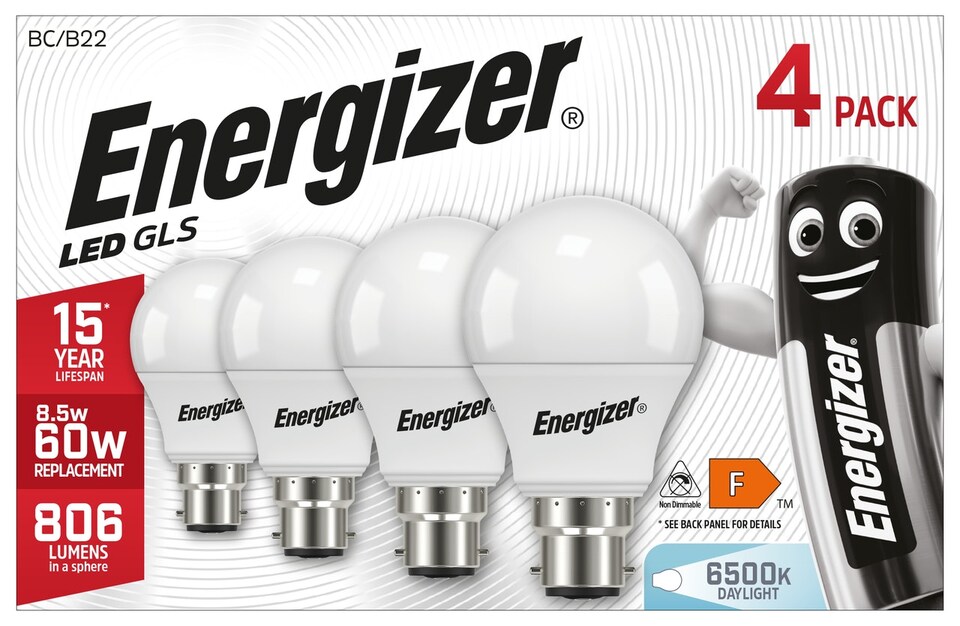 image 1 of Energizer LED GLS B22 806lm 8.5W 6500K (Daylight) - Pack of 8