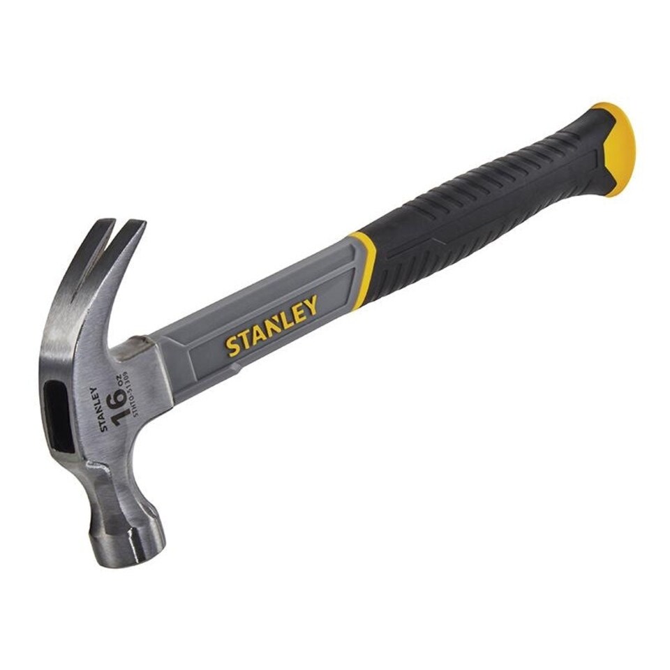 image 1 of Stanley Hand Tools Curved Claw Hammer, Fibreglass Shaft - Multi Colour - 450g (16oz)