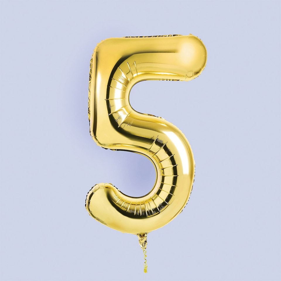Gold Number '5' Foil 34" Balloon&nbsp;