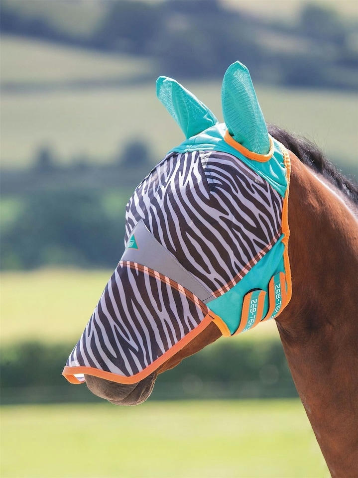 image 1 of Shires Fine Mesh Fly Mask with Ears & Nose | White | Cob