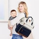 image 2 of Lovevook Diaper Backpack,Large Diaper Bag Mummy Bag for New Mum Daddy,Convenient Work Travel Baby Bag for Office Mummy and Travel Essential Baby Shower-Beige+Navy Blue-Brown