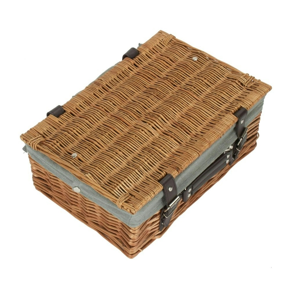 image 1 of 36cm Double Steamed Wicker Picnic Basket with Lining Grey | Grey | One Size