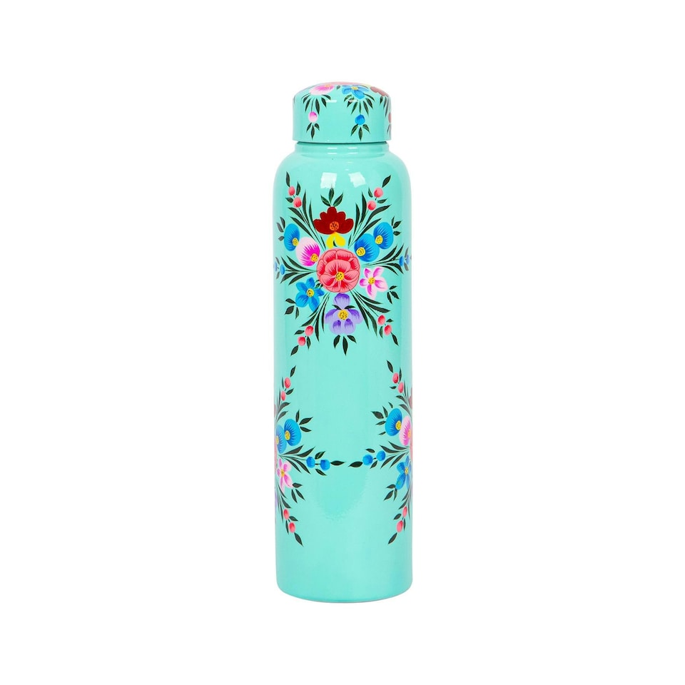 image 1 of BillyCan Hand-Painted Picnic Water Bottle - 875ml - Mint Pansy Green | One Size
