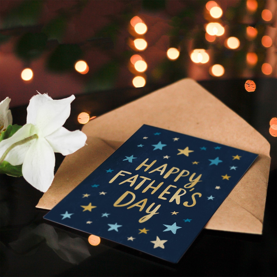 image 1 of Father's Day Card for Dad Starry Night Design Greeting Card Blank Inside
