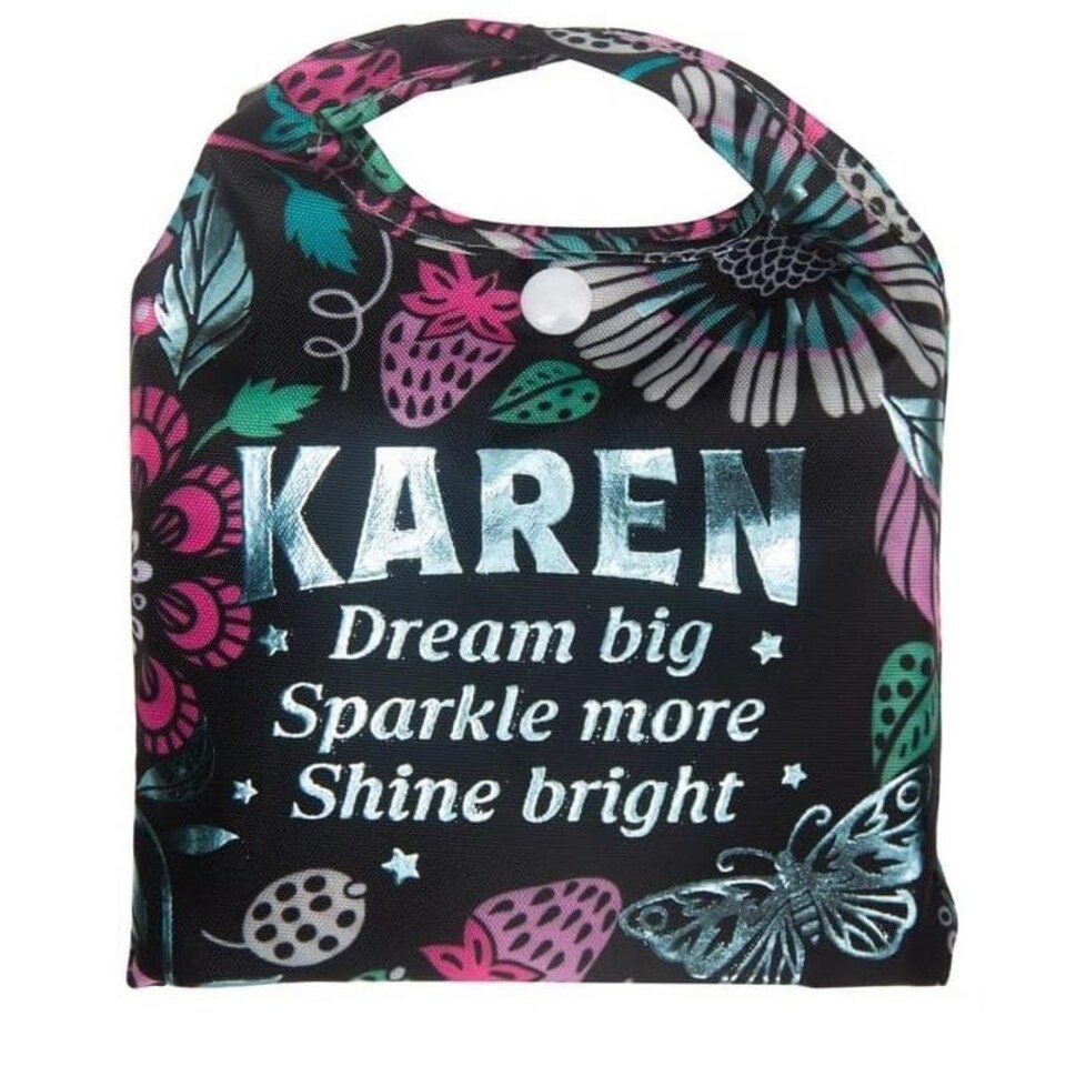 image 1 of History & Heraldry Personalised Sparkle Reusable Foldable Shopper Bag - Karen Multi