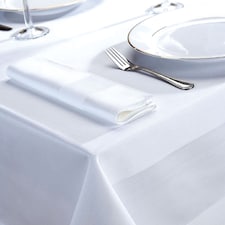 Luxury Cotton Satin Band Tablecloth | White | White | 183 x 366cm