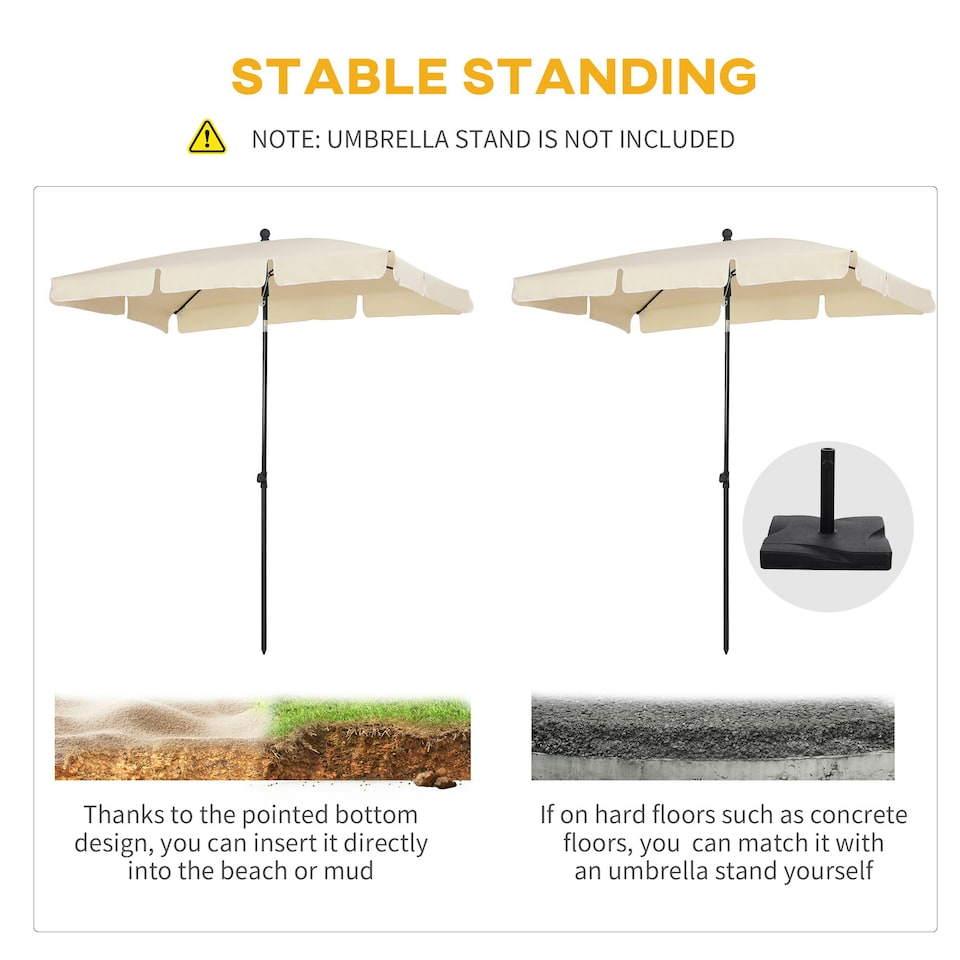 image 1 of Outsunny Aluminium Sun Umbrella Parasol Patio Rectangular 2M x 1.3M Beige