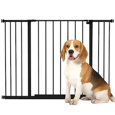 PawHut Pressure Fitted Pet Dog Safety Gate Metal Fence, Black