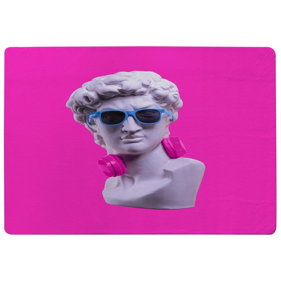 image 1 of Plaster statue of David's head in blue sunglasses (Rug) Pink | S
