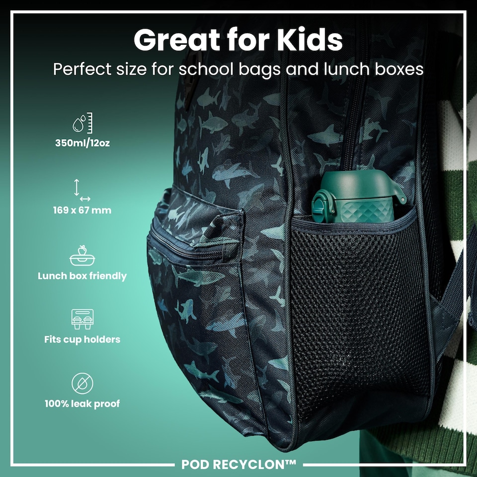 image 1 of Leak Proof Kids Water Bottle, BPA Free, 350ml (12oz) | Blue | Aqua | One Size