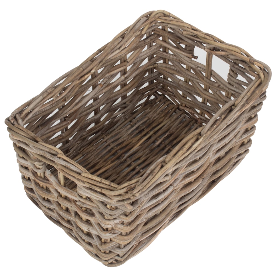 image 1 of Medium Rectangular Grey Rattan Storage Basket | Grey | Grey