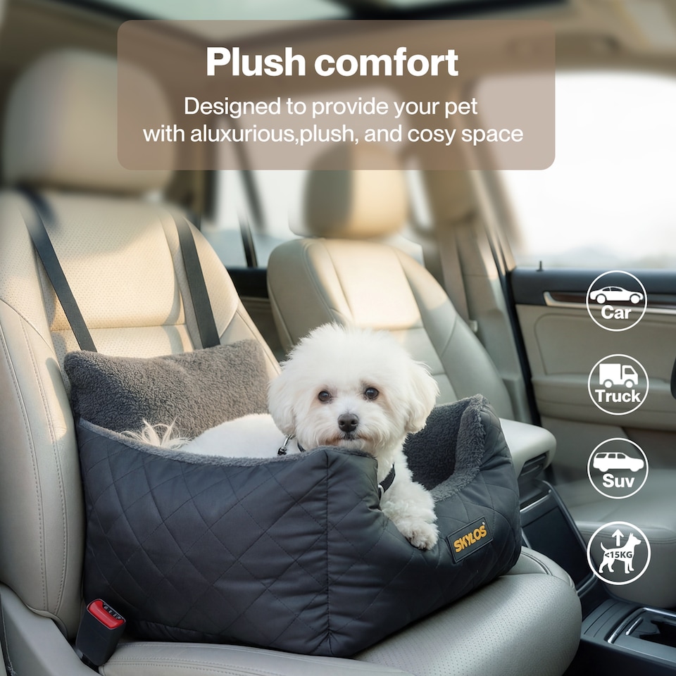 image 1 of Skylos Portable Fabric Dog Car Seat Travel Bed Booster Basket for Puppy