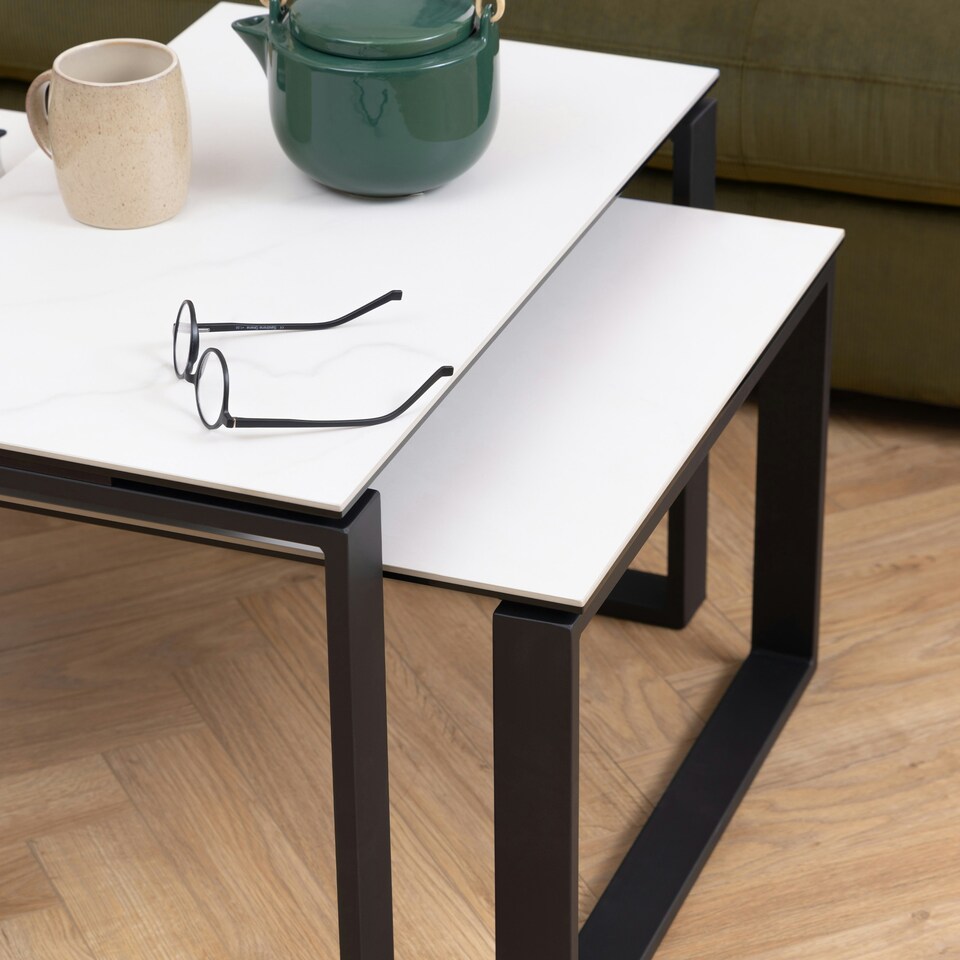 image 1 of Katrine Ceramic Coffee Table Set with Marble Effect Top