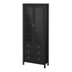 image 3 of Barcelona China Cabinet 2 Glass Doors with 3 Drawers in Matt Black