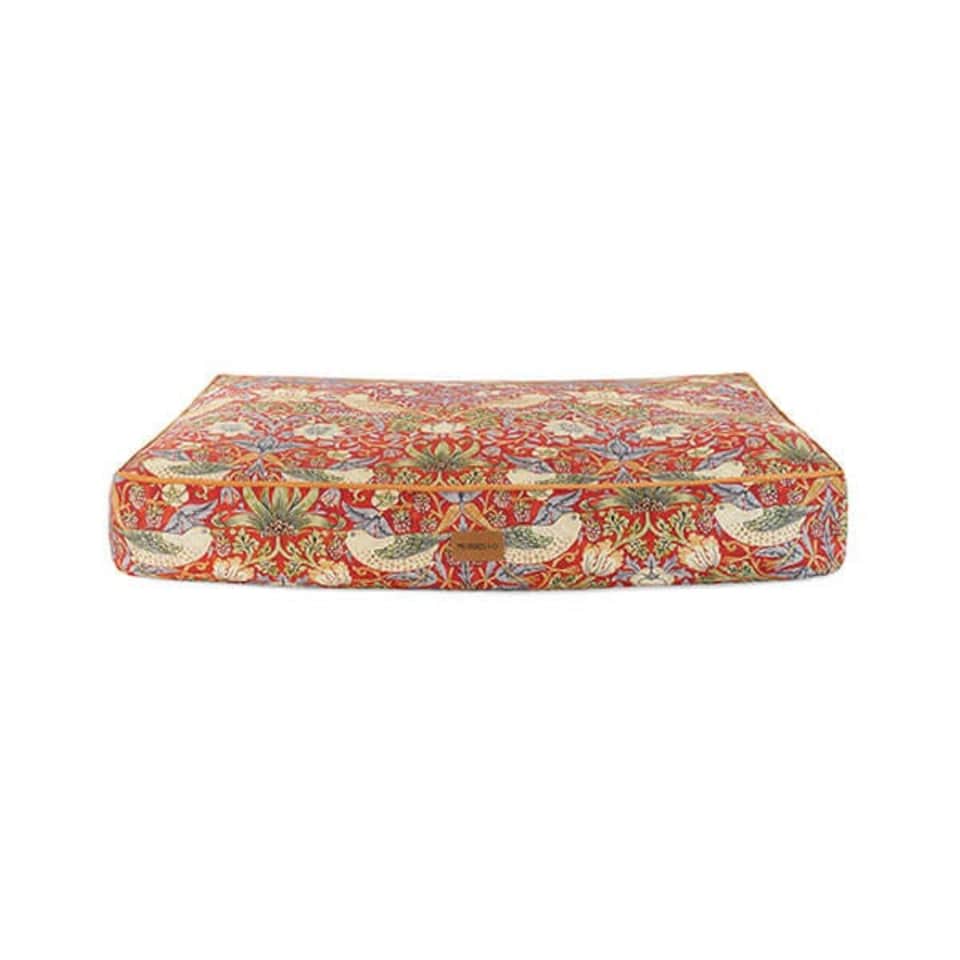 image 1 of Morris & Co Strawberry Thief Burgundy Medium Dog Mattress