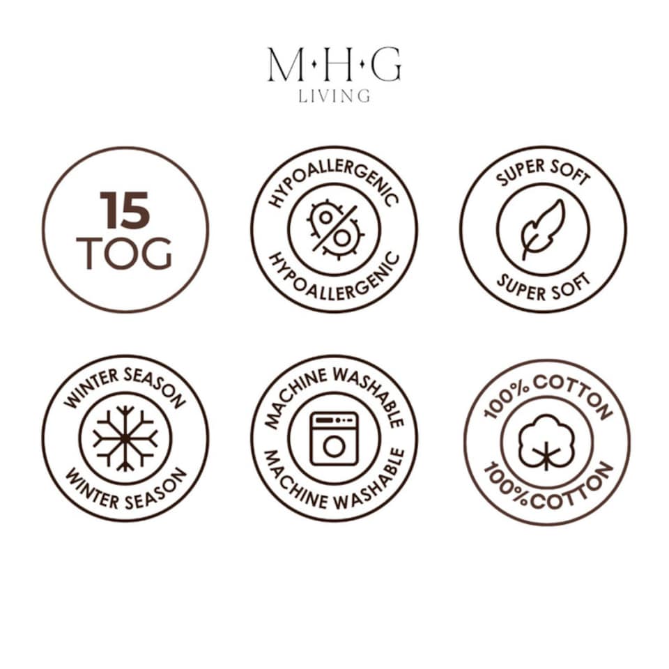 image 1 of MHG Living 100% Cotton 15 Tog Summer Duvet – Anti-Allergy Hypoallergenic Hollowfibre Quilt, Soft & Breathable Hotel Quality Bedding, Machine Washable