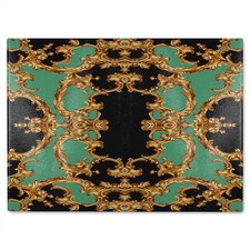 Black & Green Baroque Glass Chopping Board | Multi